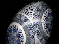 Cerulean Blues Ukrainian Easter Egg Pysanky By So Jeo : pysanky pysanka ukrainian easter egg batik art flowers floral sojeo artist art dyes beeswax wax kistka kistky shell eggshell dyes geometrics designs handcrafted ornament decoration Canada Nova Scotia Scotsburn